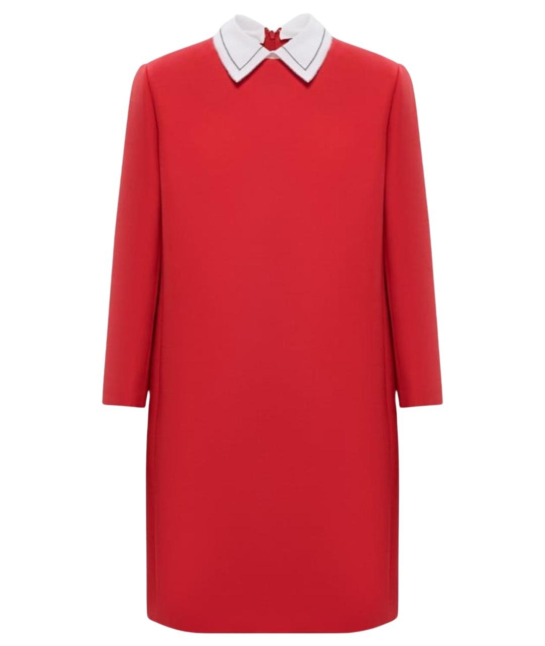 CHRISTIAN DIOR Красное шерстяное повседневное платье, фото 1