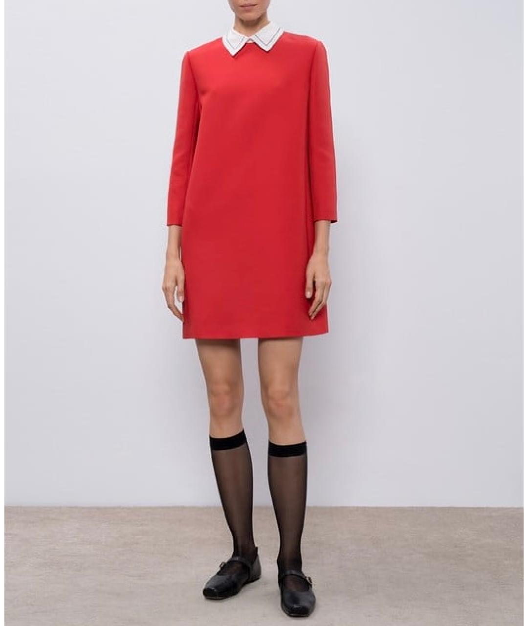 CHRISTIAN DIOR Красное шерстяное повседневное платье, фото 2
