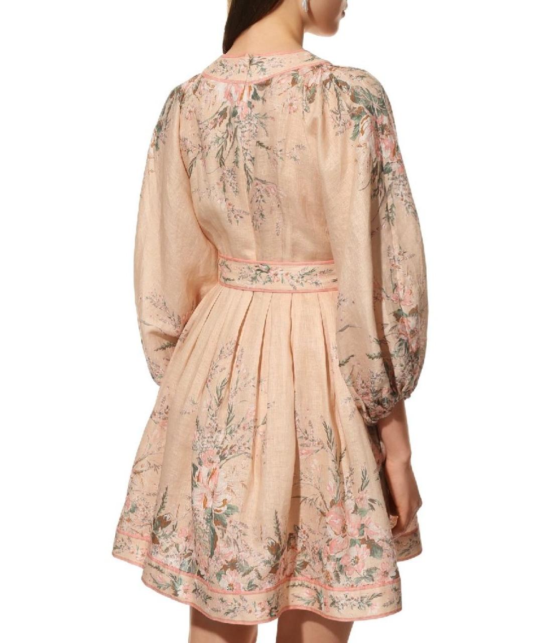 ZIMMERMANN Бежевое льняное повседневное платье, фото 3