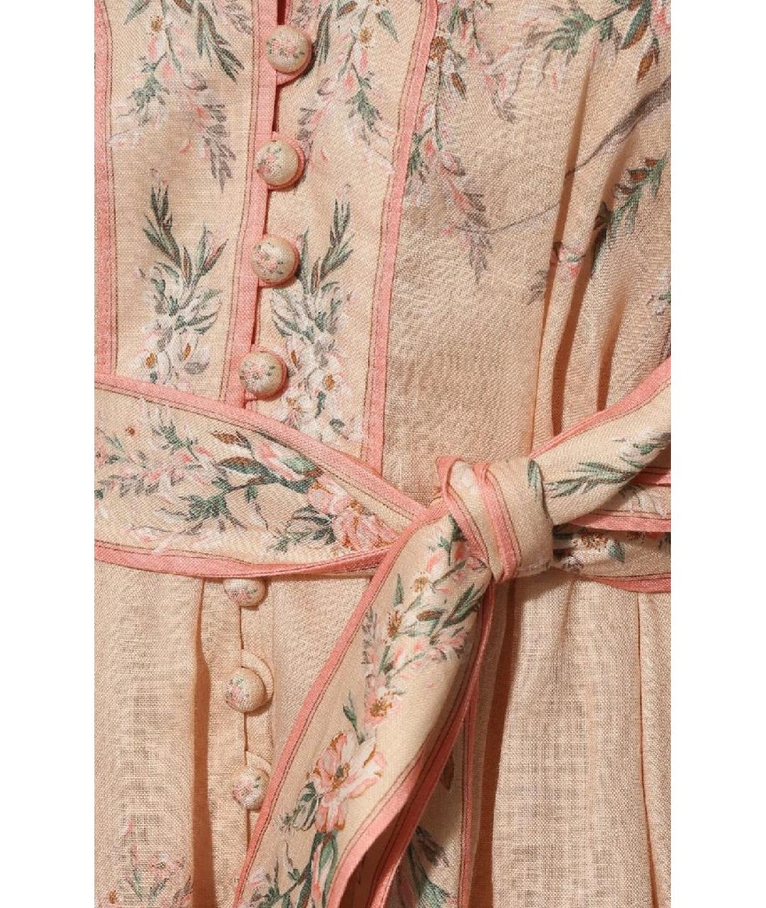 ZIMMERMANN Бежевое льняное повседневное платье, фото 4