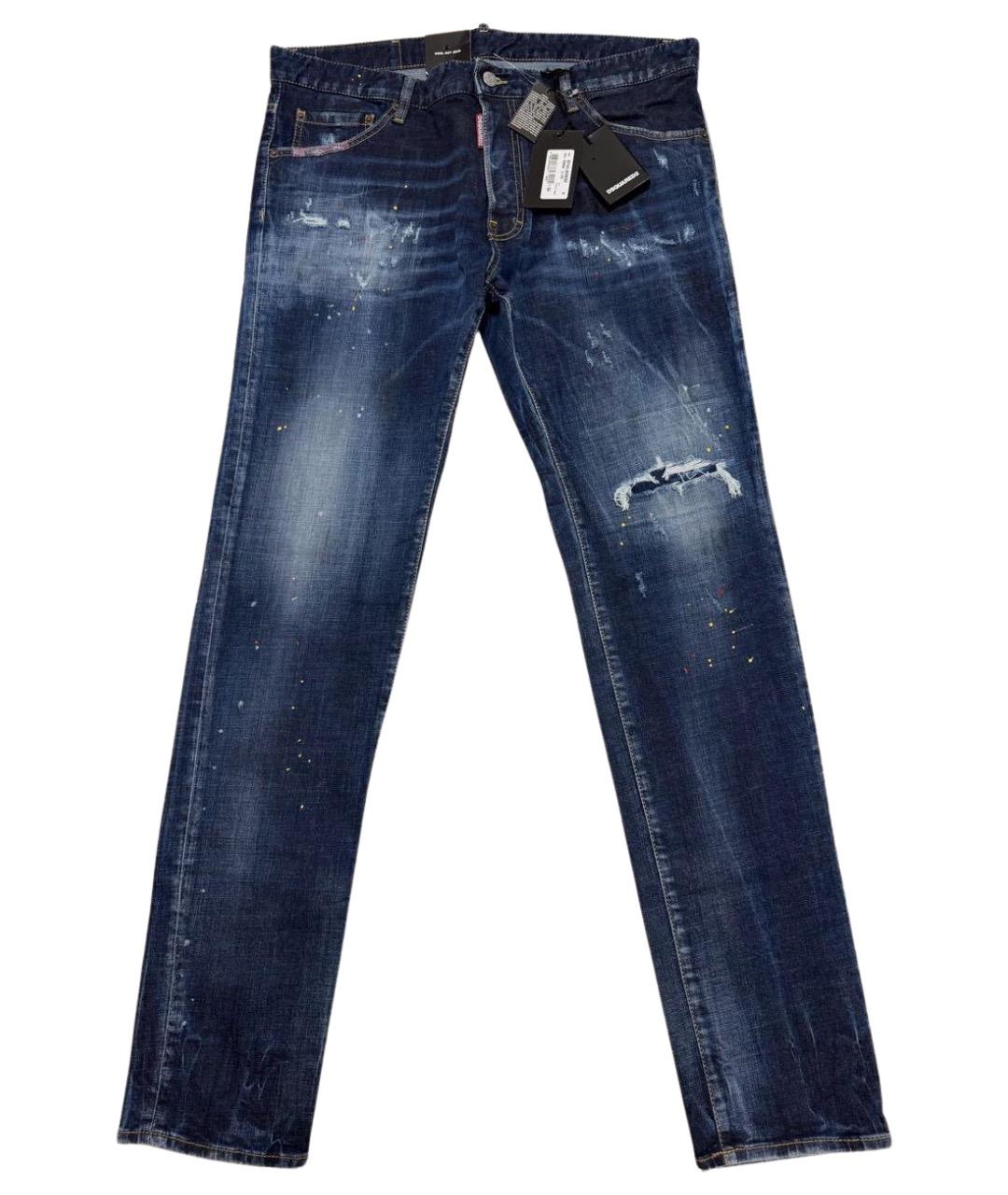 DSQUARED2 Темно-синие хлопковые прямые джинсы, фото 1