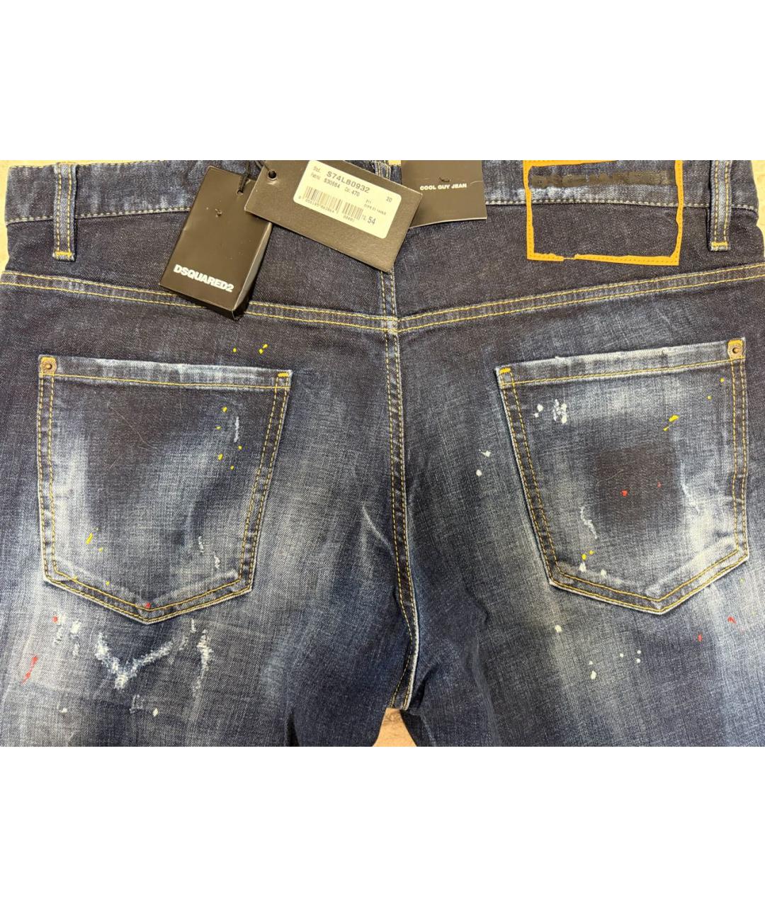 DSQUARED2 Темно-синие хлопковые прямые джинсы, фото 4