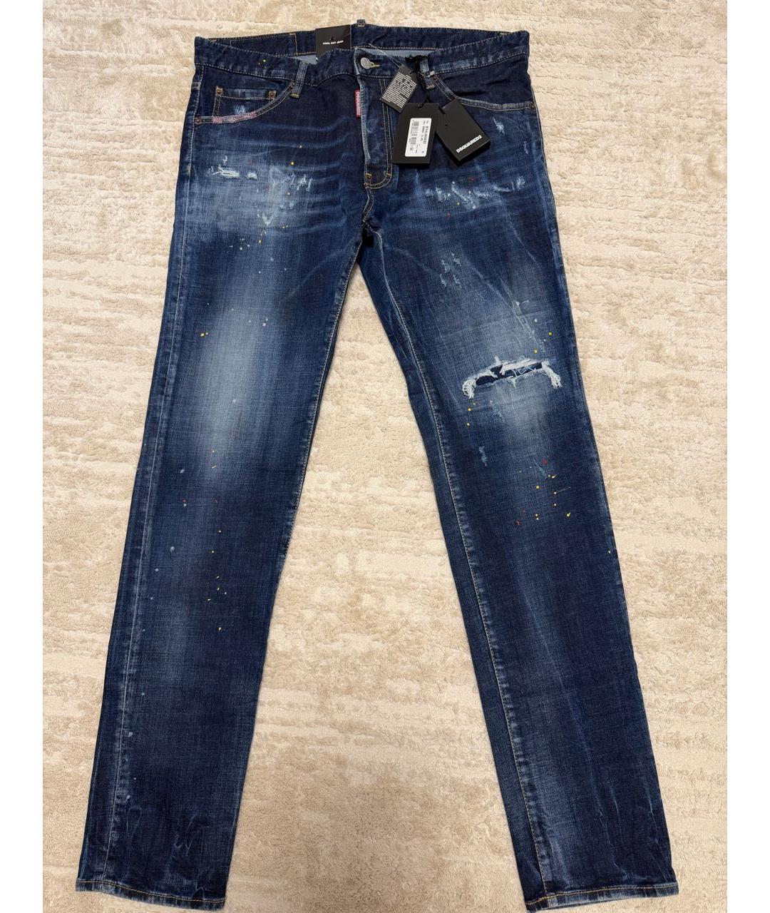 DSQUARED2 Темно-синие хлопковые прямые джинсы, фото 5