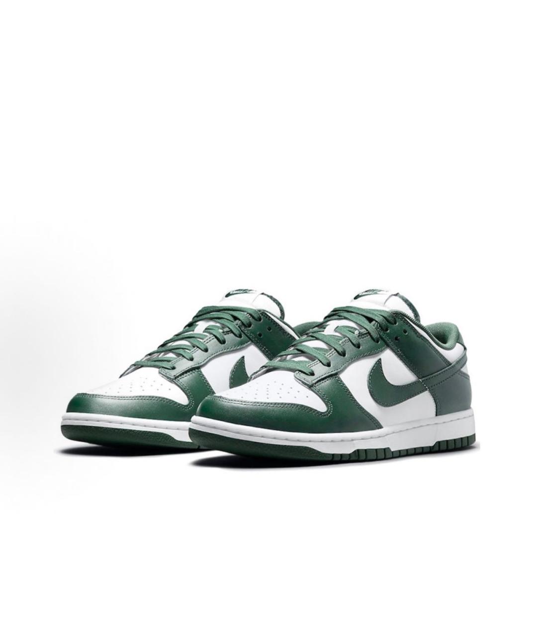 NIKE Зеленые кожаные низкие кроссовки / кеды, фото 2