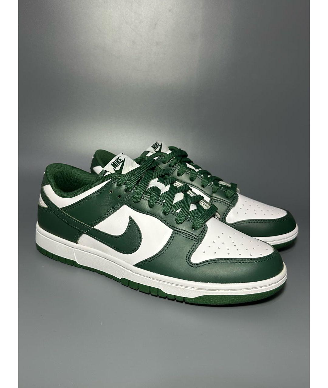 NIKE Зеленые кожаные низкие кроссовки / кеды, фото 5