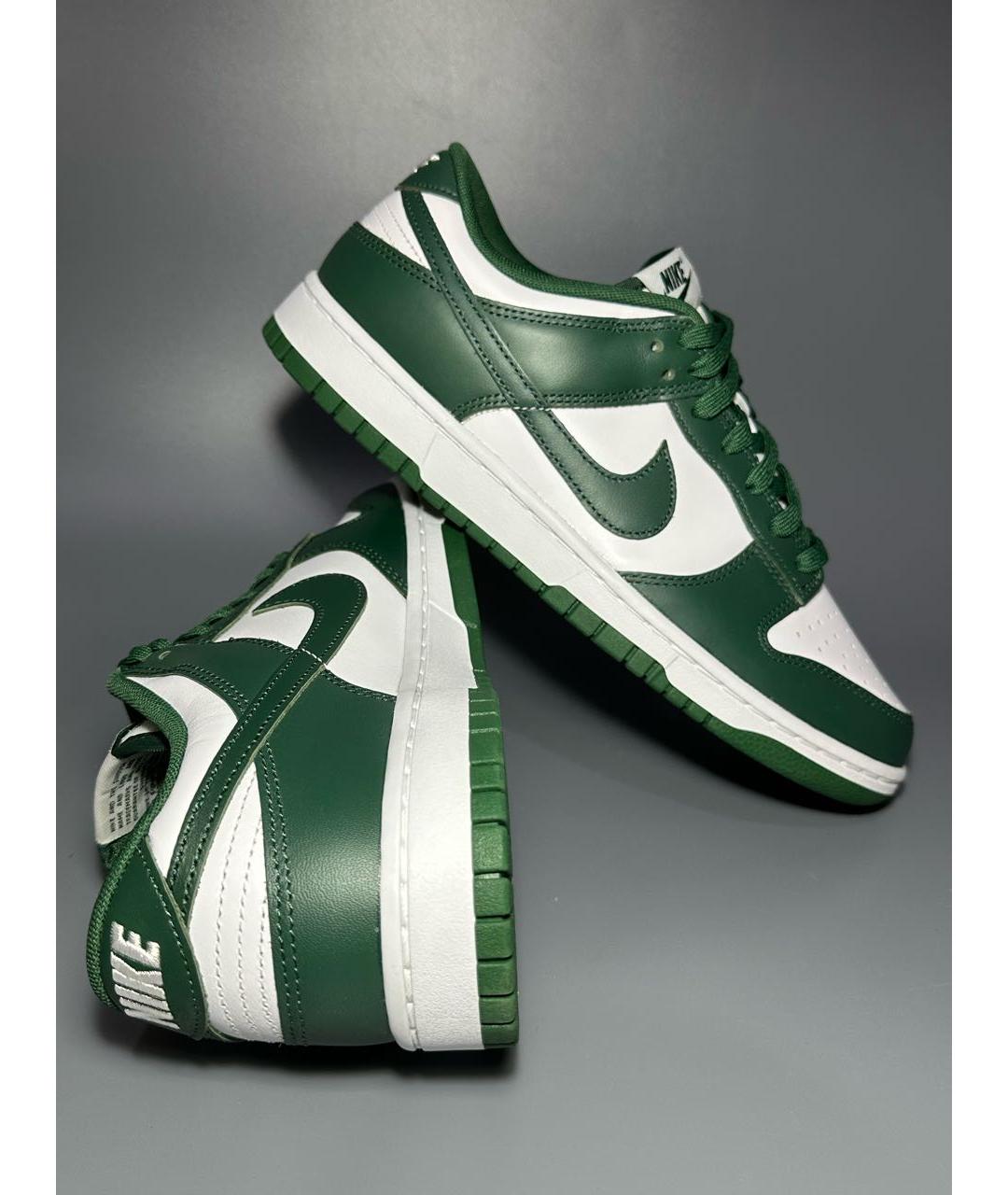 NIKE Зеленые кожаные низкие кроссовки / кеды, фото 6