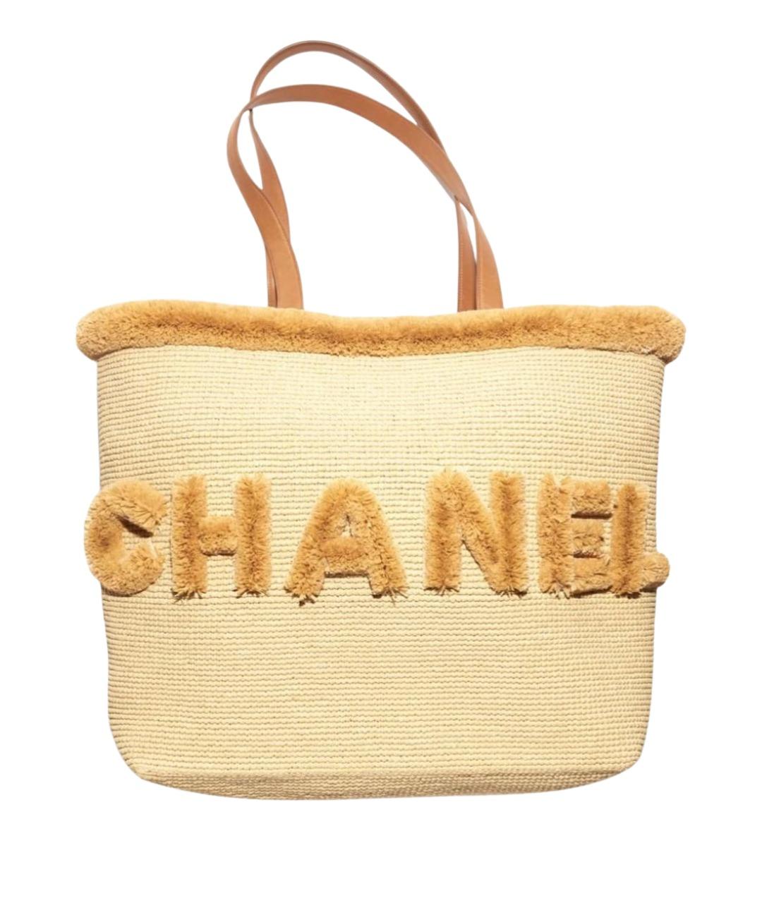 CHANEL Бежевая плетеная пляжная сумка, фото 1