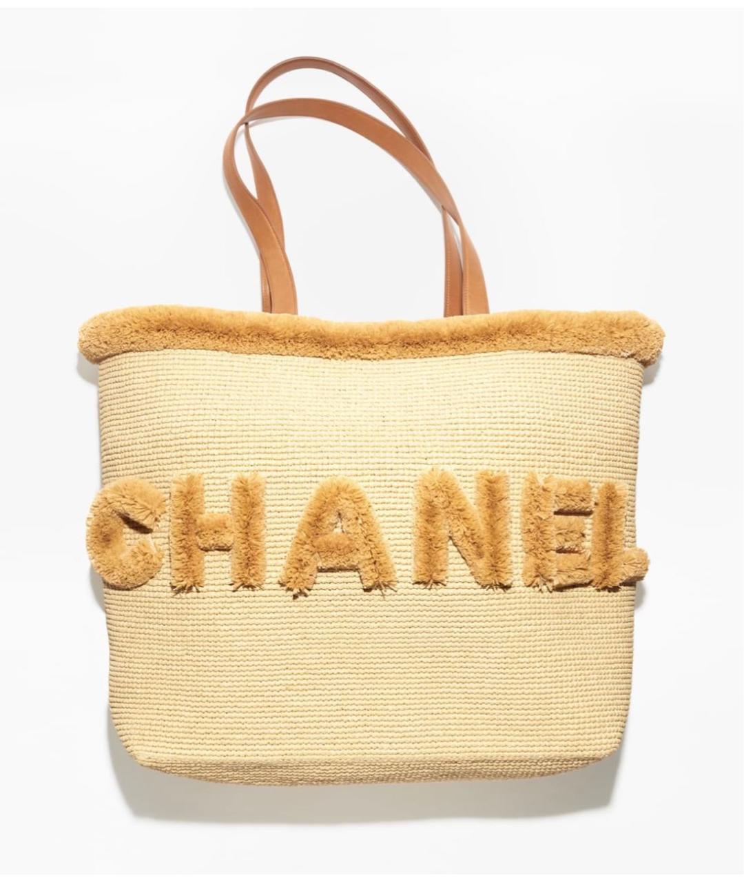 CHANEL Бежевая плетеная пляжная сумка, фото 6