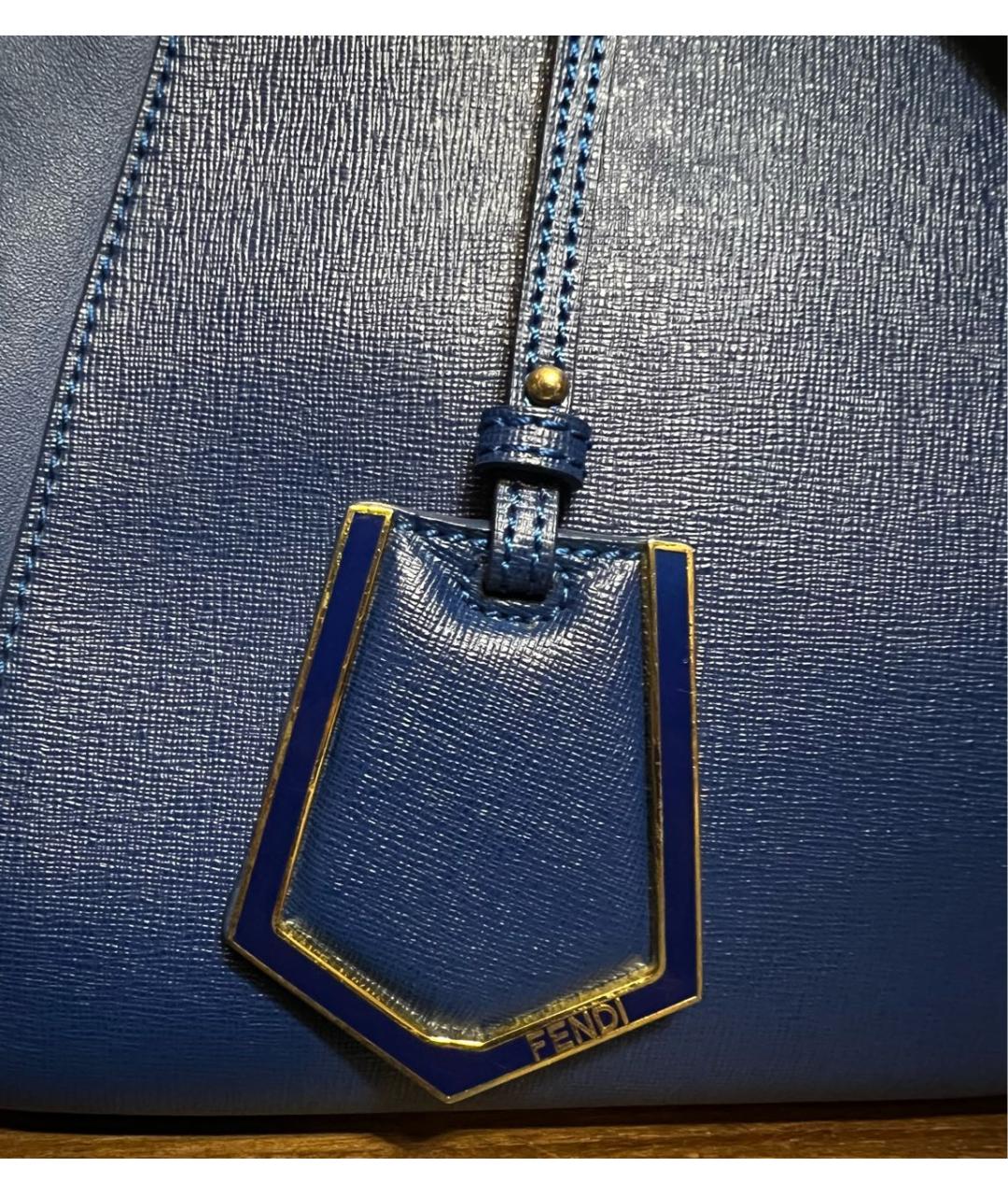 FENDI Синяя кожаная сумка тоут, фото 4