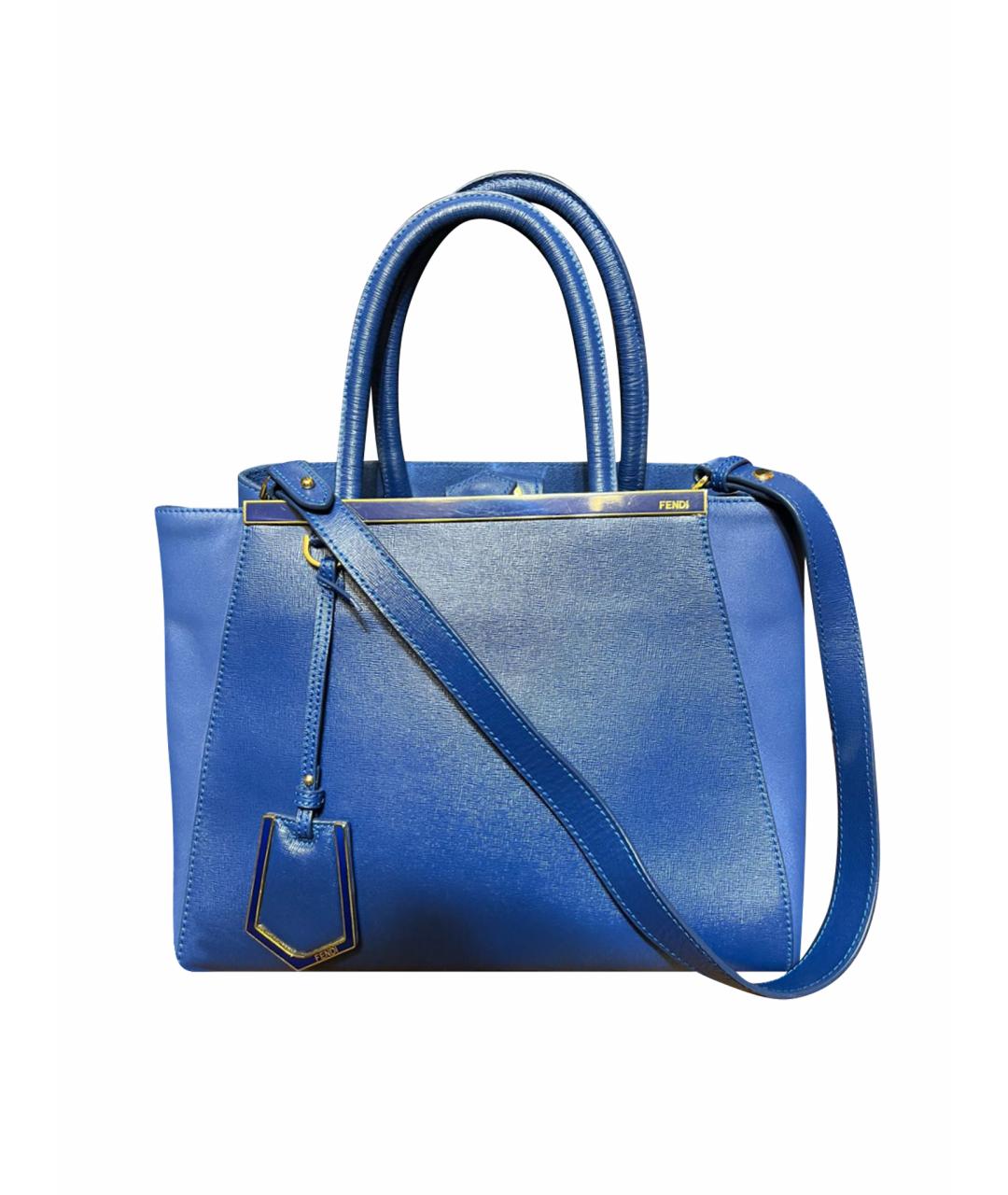 FENDI Синяя кожаная сумка тоут, фото 1