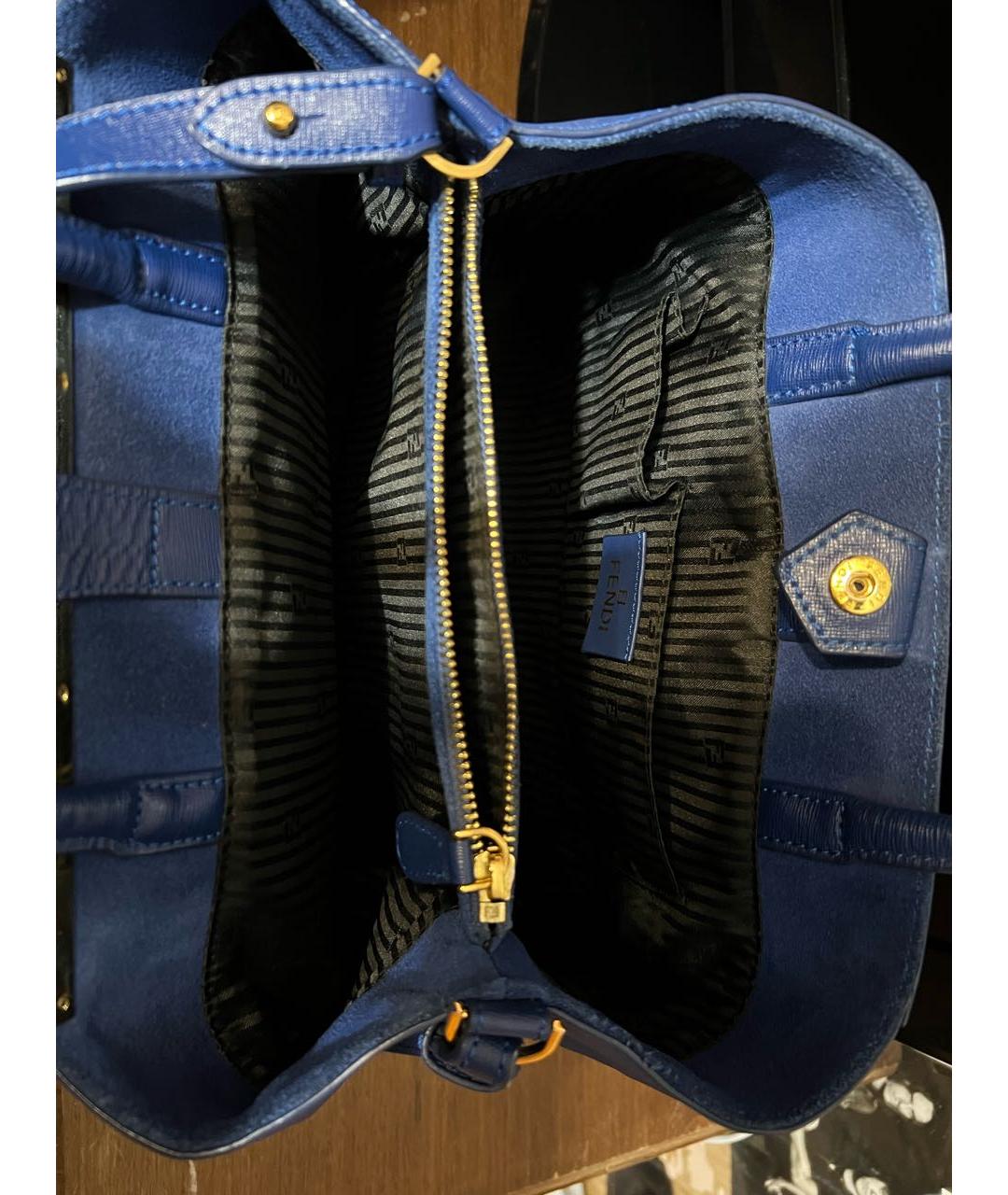 FENDI Синяя кожаная сумка тоут, фото 7