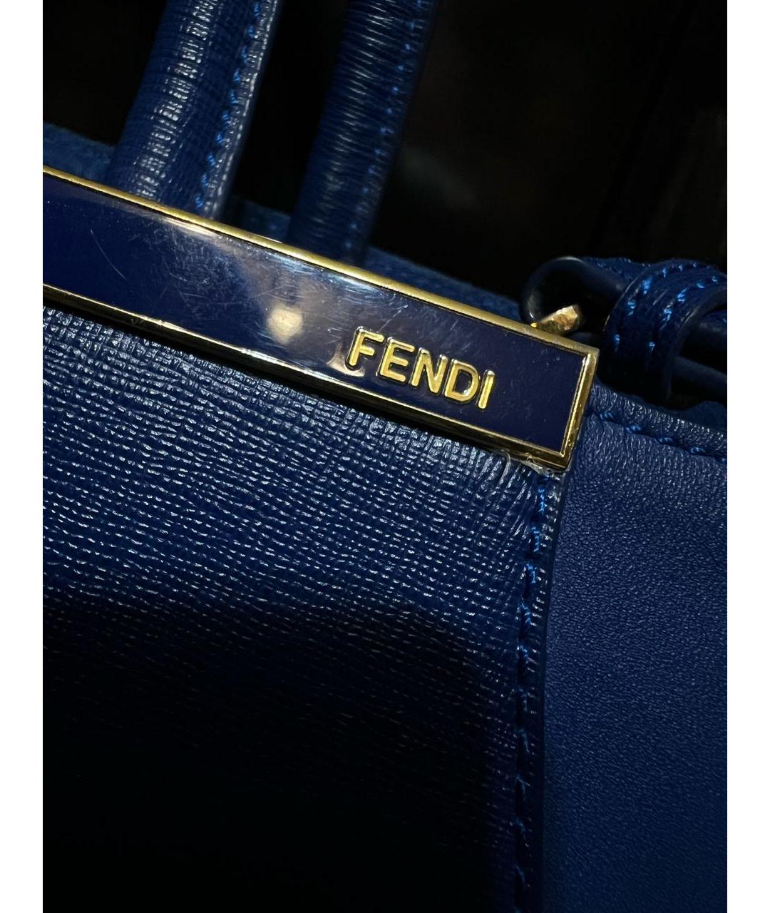FENDI Синяя кожаная сумка тоут, фото 3