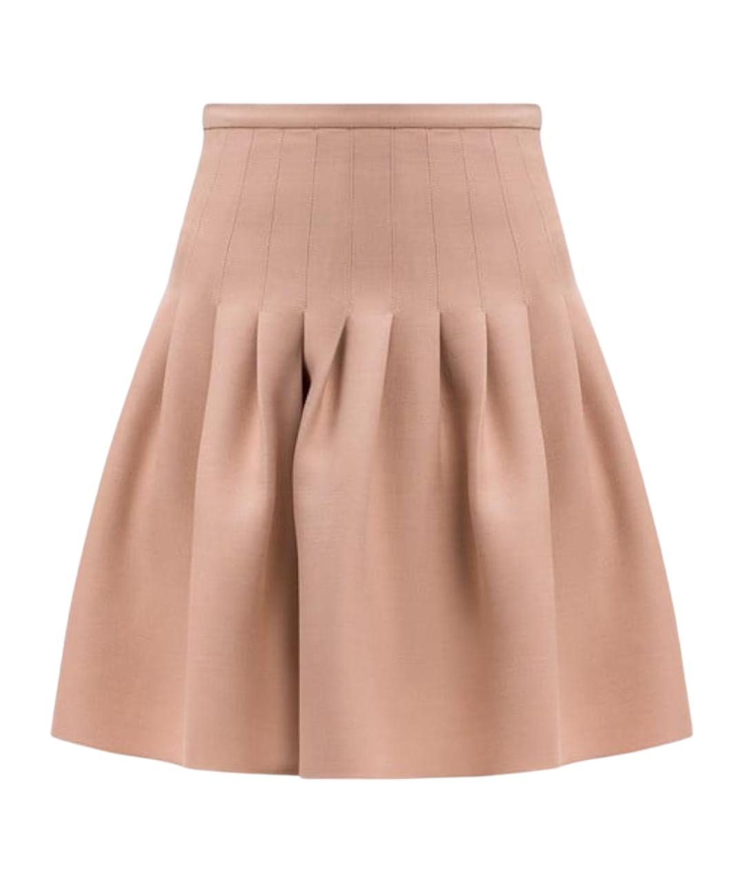 CHRISTIAN DIOR Бежевая шерстяная юбка мини, фото 1