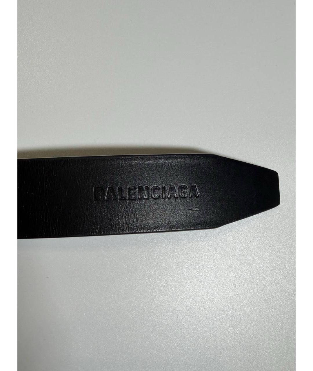 BALENCIAGA Черный кожаный ремень, фото 5