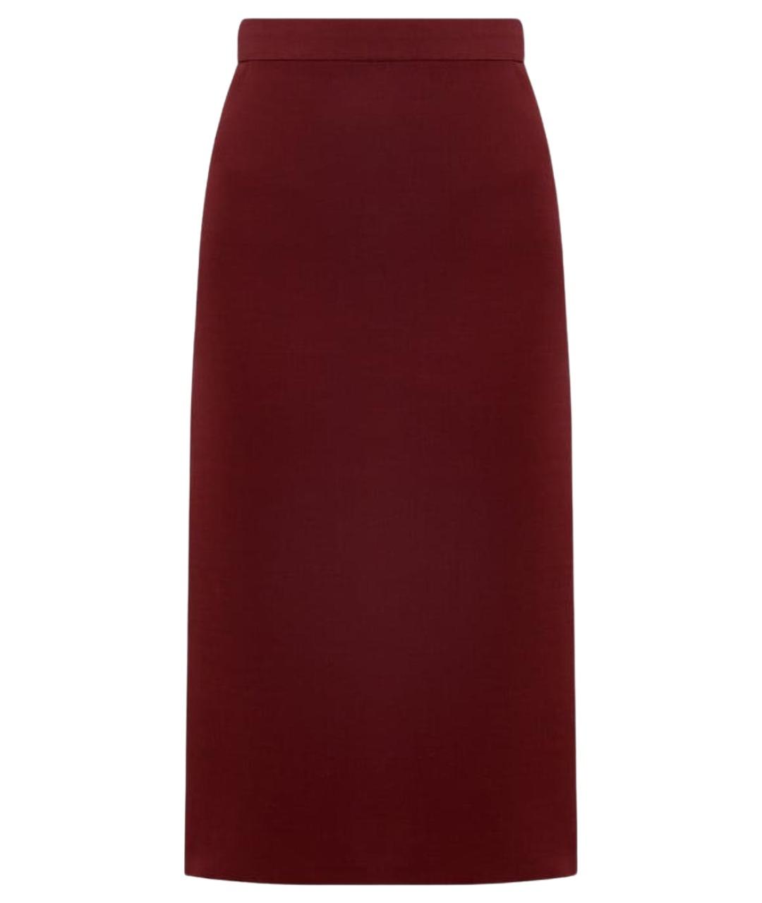 CHRISTIAN DIOR Бордовая шерстяная юбка миди, фото 1