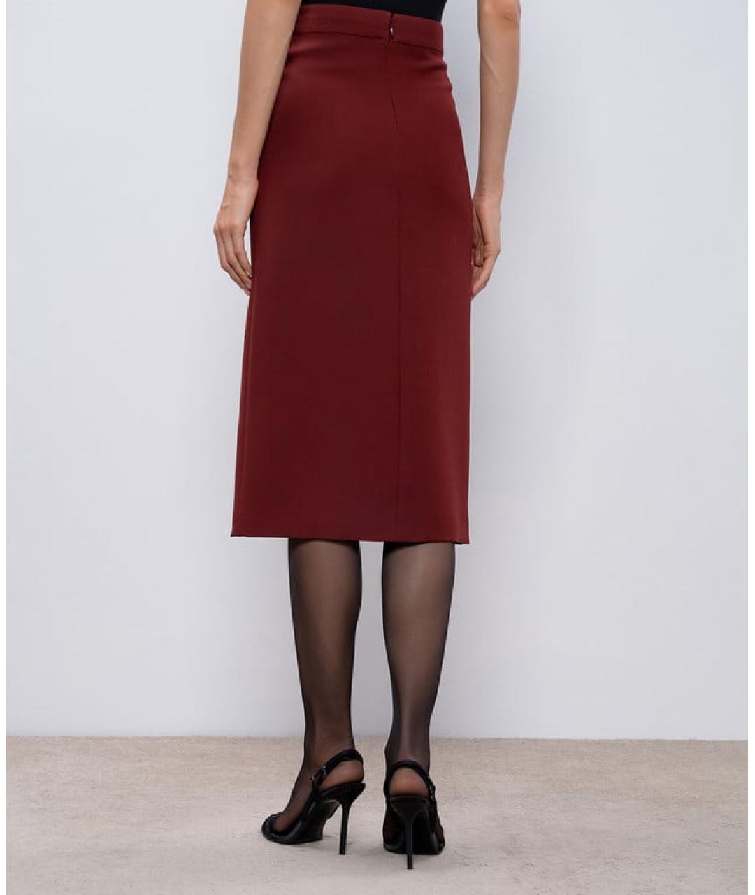 CHRISTIAN DIOR Бордовая шерстяная юбка миди, фото 3