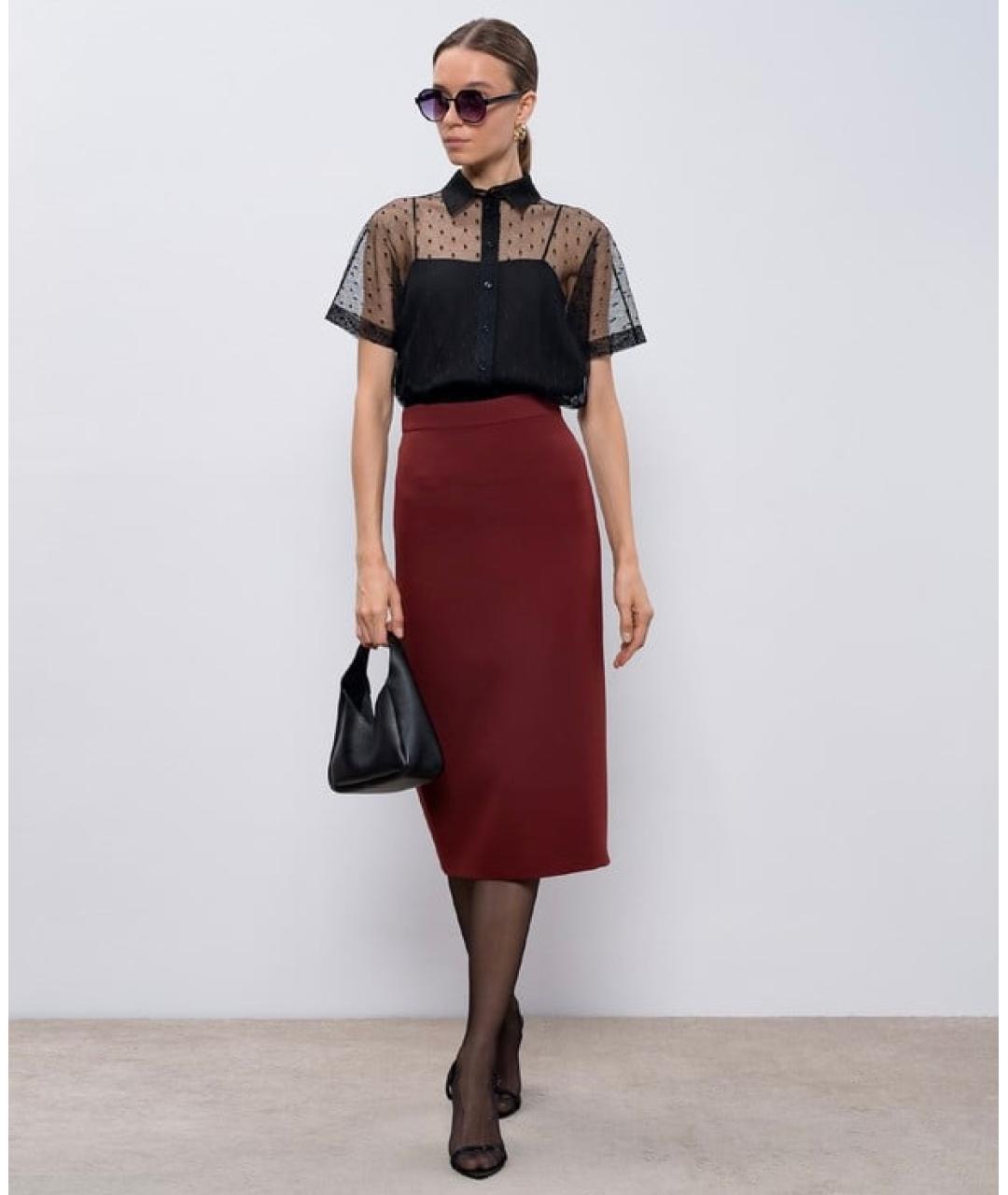 CHRISTIAN DIOR Бордовая шерстяная юбка миди, фото 2