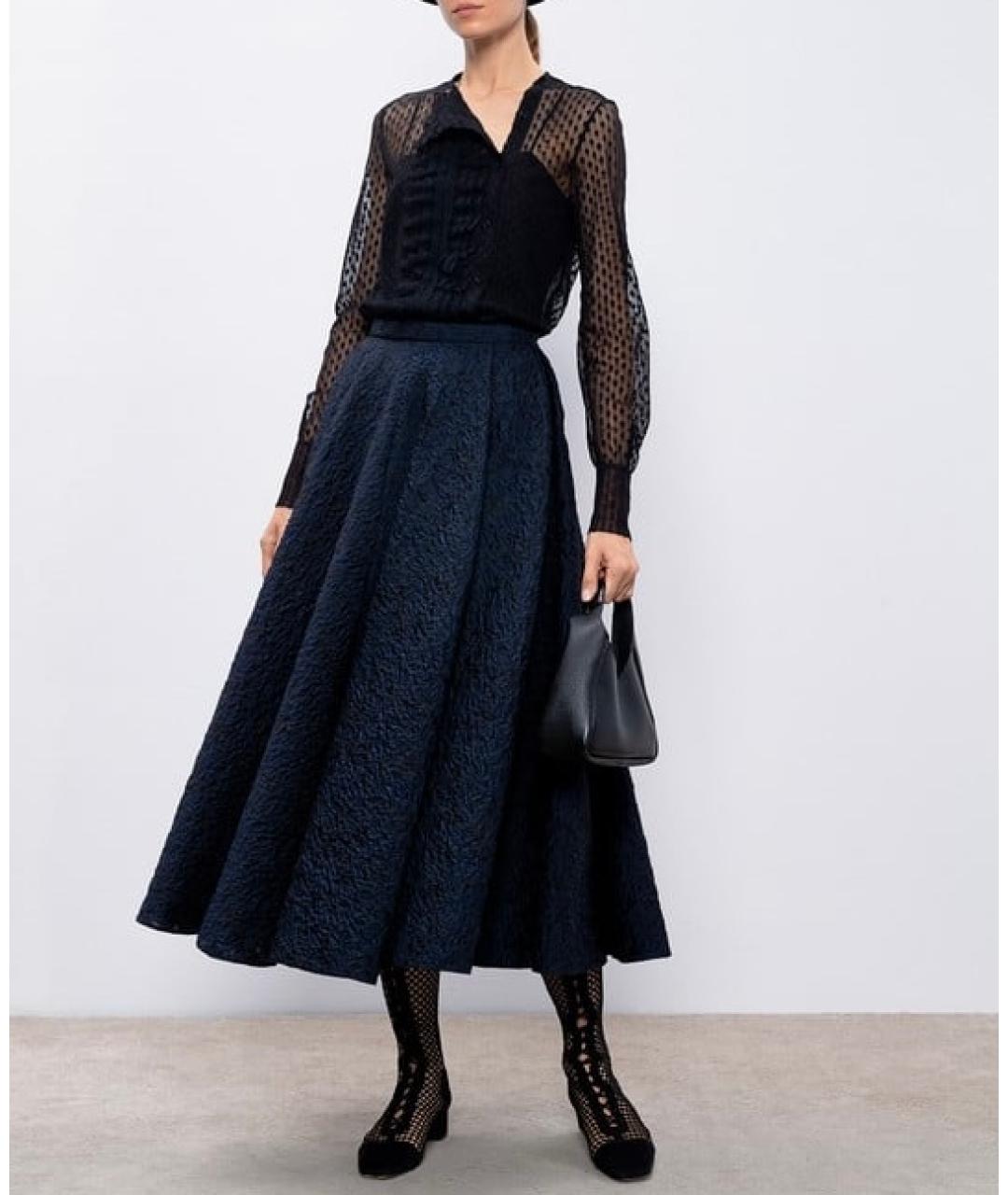CHRISTIAN DIOR Темно-синяя полиэстеровая юбка миди, фото 2