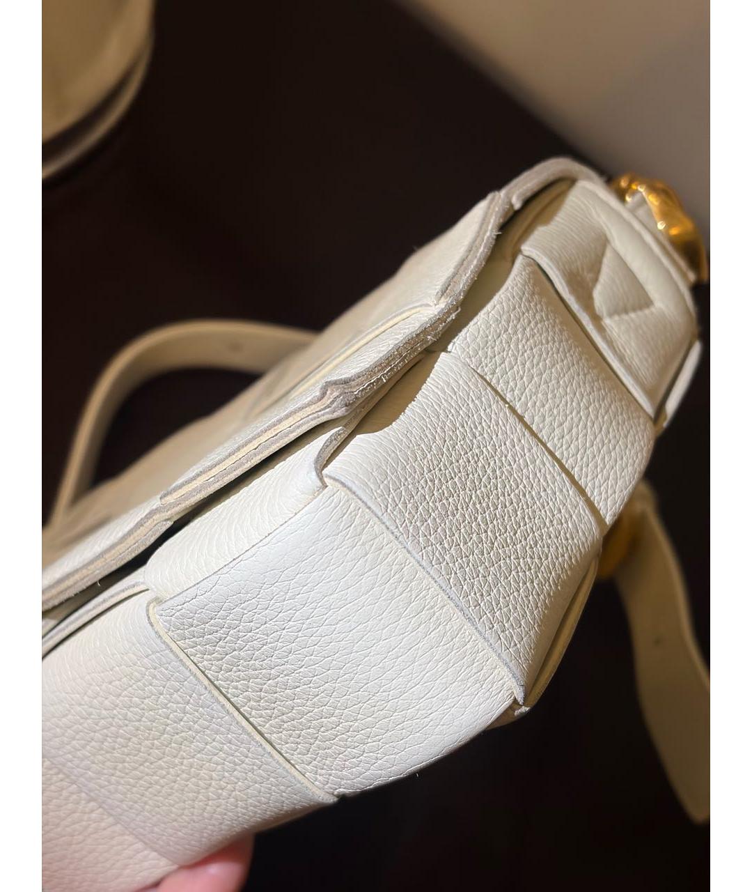 BOTTEGA VENETA Белая кожаная сумка через плечо, фото 8
