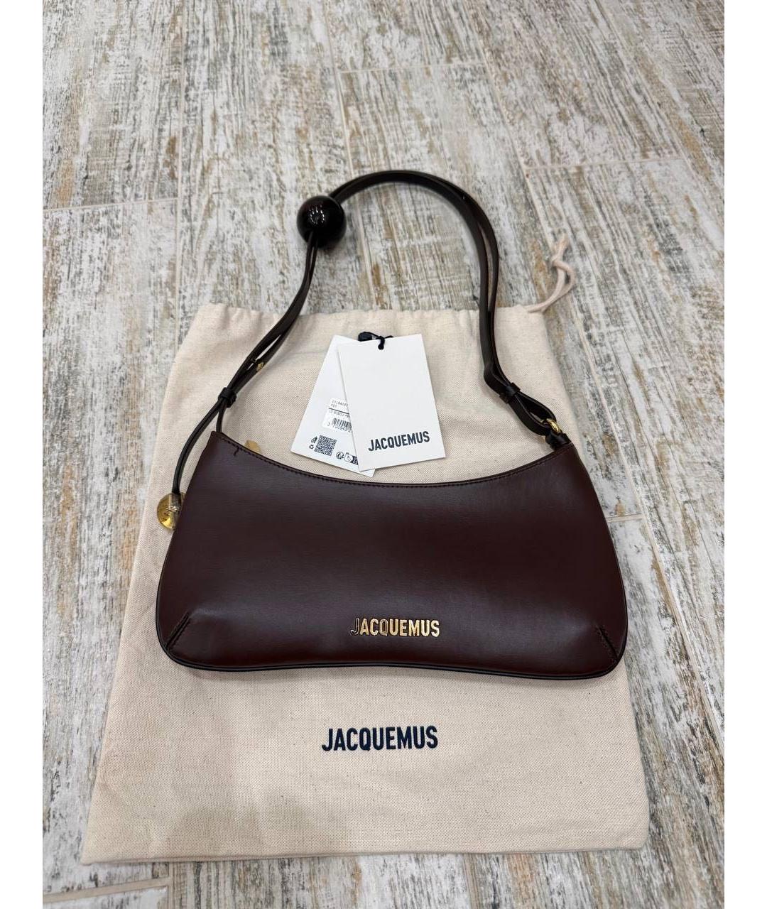 JACQUEMUS Коричневая кожаная сумка с короткими ручками, фото 2