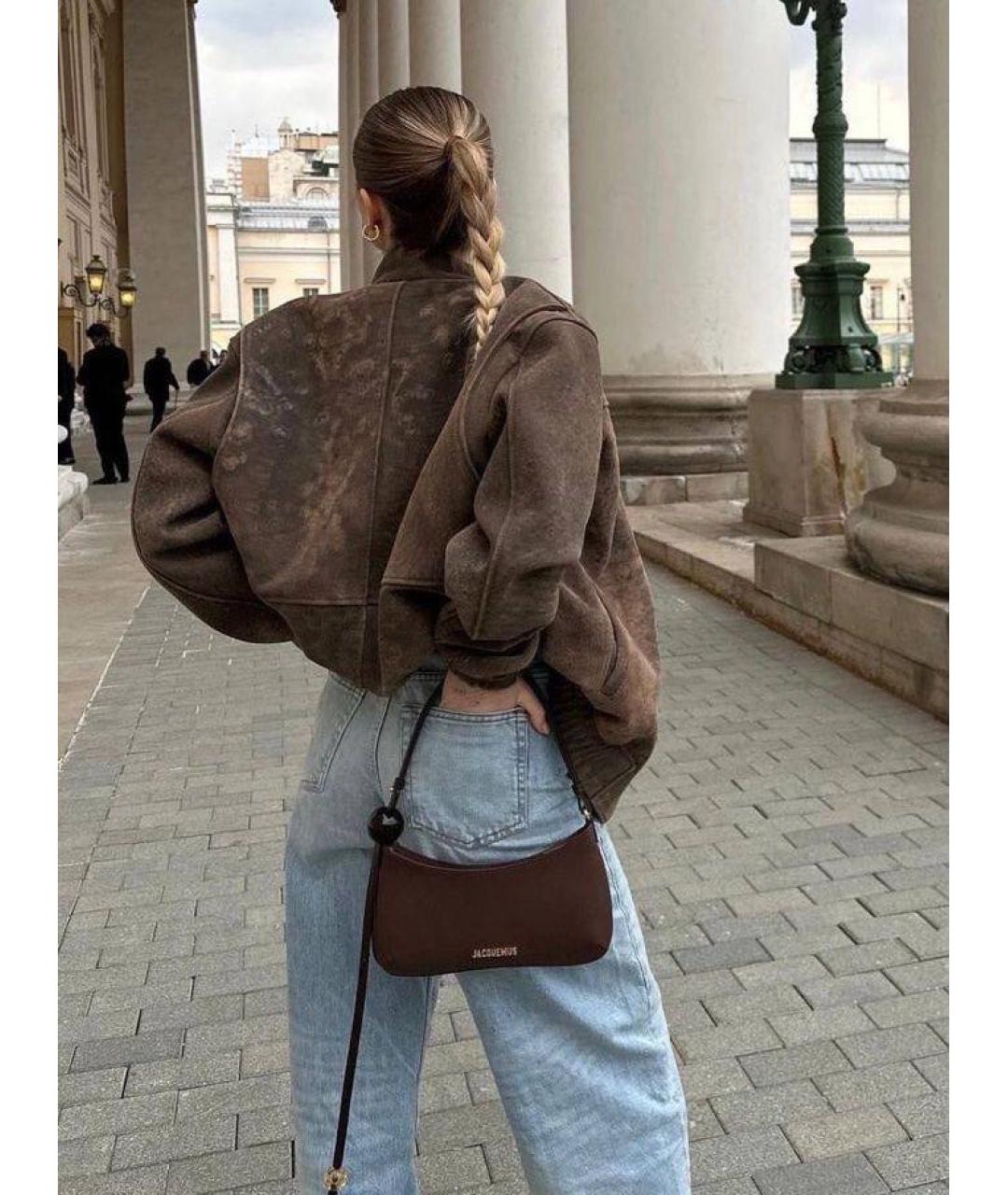 JACQUEMUS Коричневая кожаная сумка с короткими ручками, фото 8