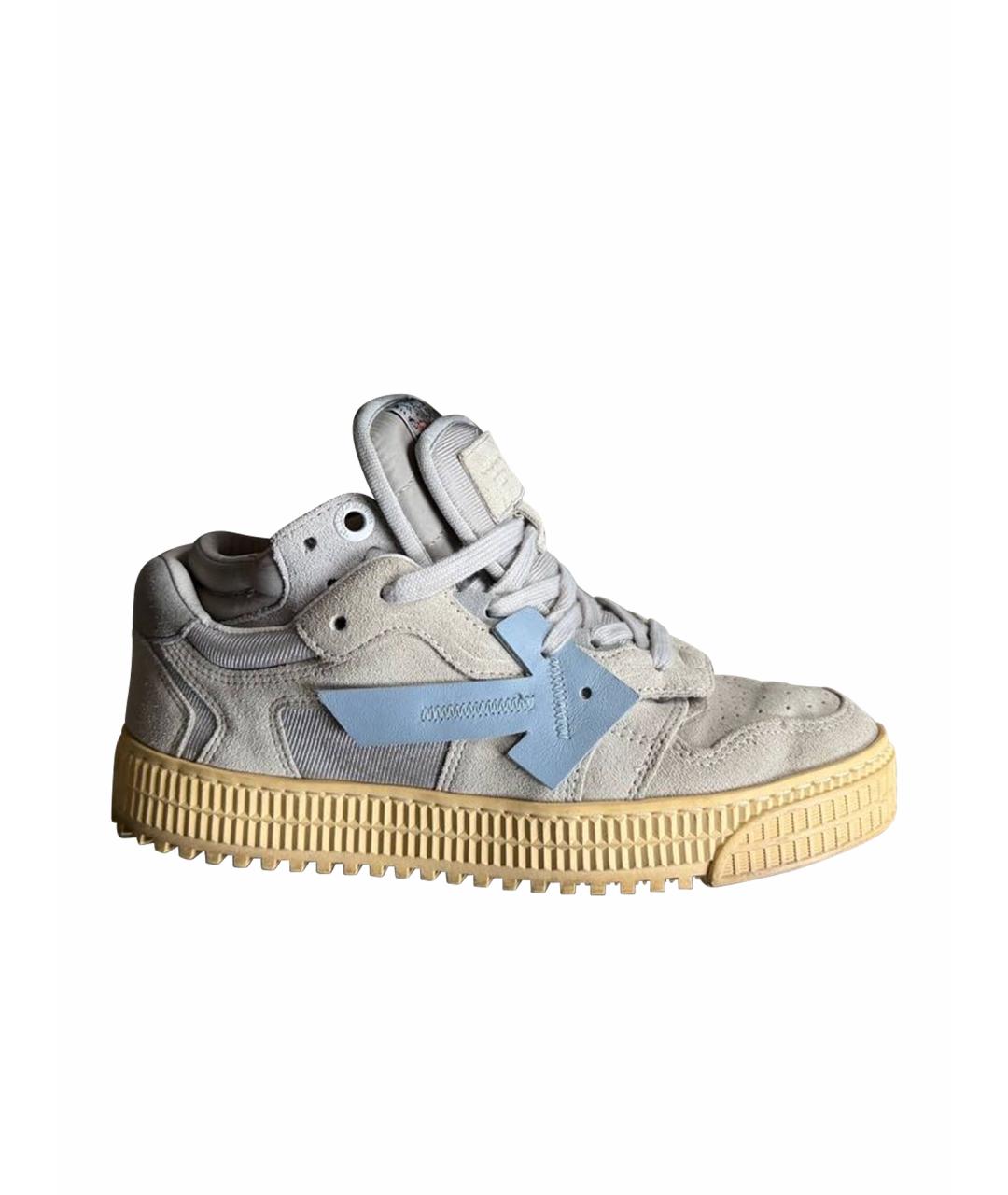 OFF-WHITE Голубые замшевые кеды, фото 1