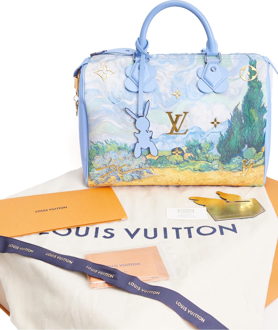 LOUIS VUITTON Голубая кожаная сумка тоут, фото 4