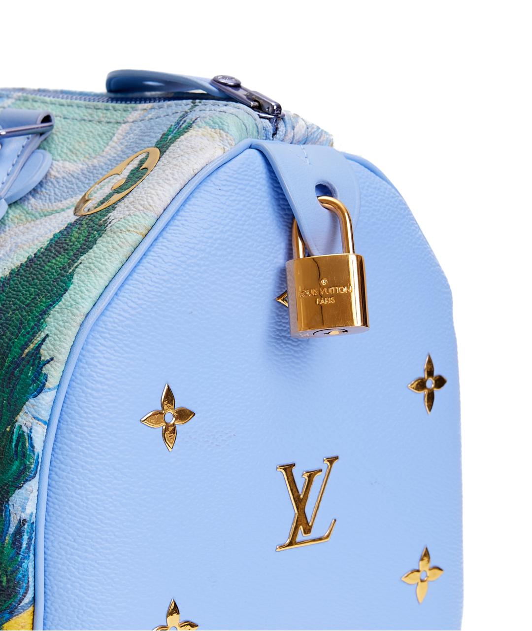 LOUIS VUITTON Голубая кожаная сумка тоут, фото 8