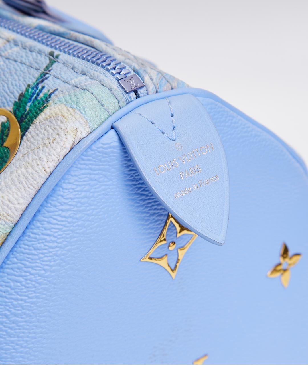 LOUIS VUITTON Голубая кожаная сумка тоут, фото 9