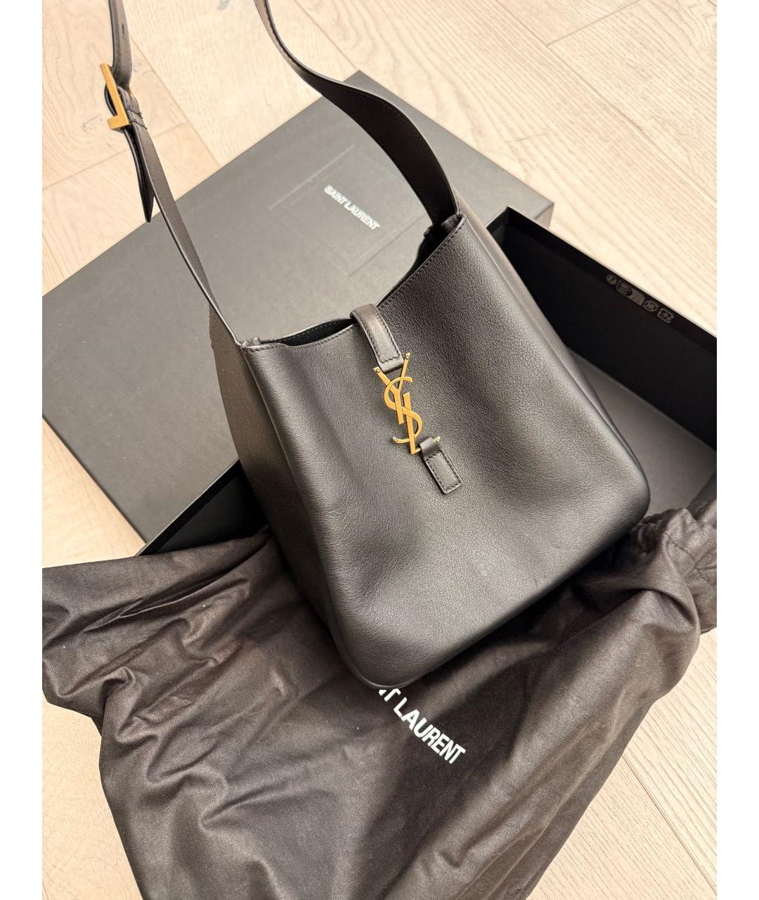 SAINT LAURENT Черная кожаная сумка через плечо, фото 2