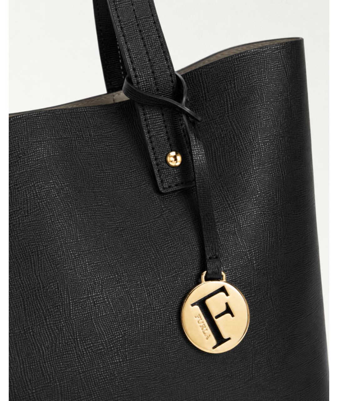 FURLA Черная сумка с короткими ручками из искусственной кожи, фото 6