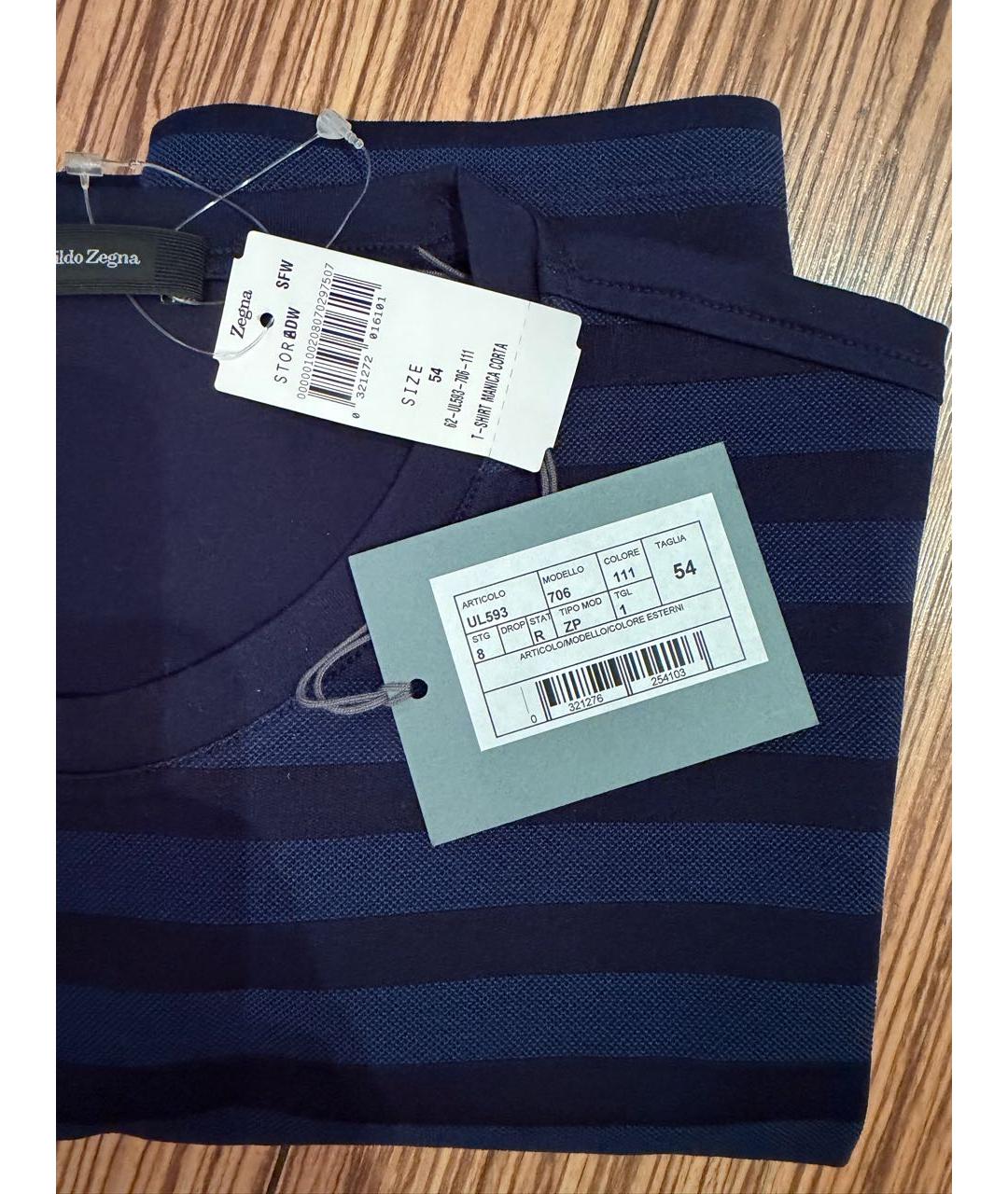ERMENEGILDO ZEGNA XXX Темно-синяя хлопковая футболка, фото 6