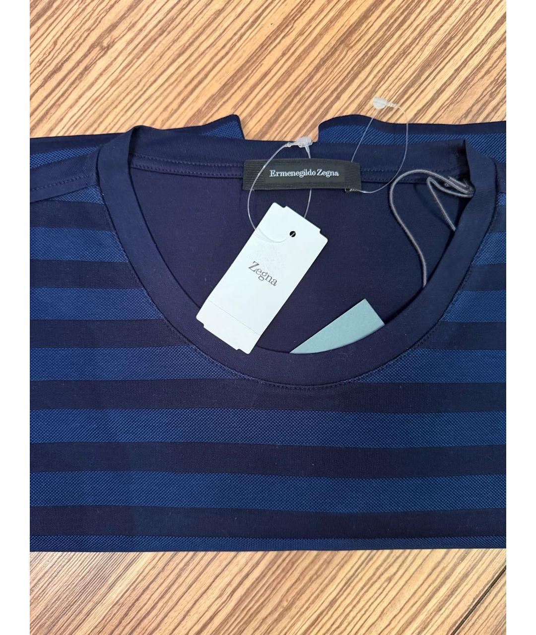 ERMENEGILDO ZEGNA XXX Темно-синяя хлопковая футболка, фото 4