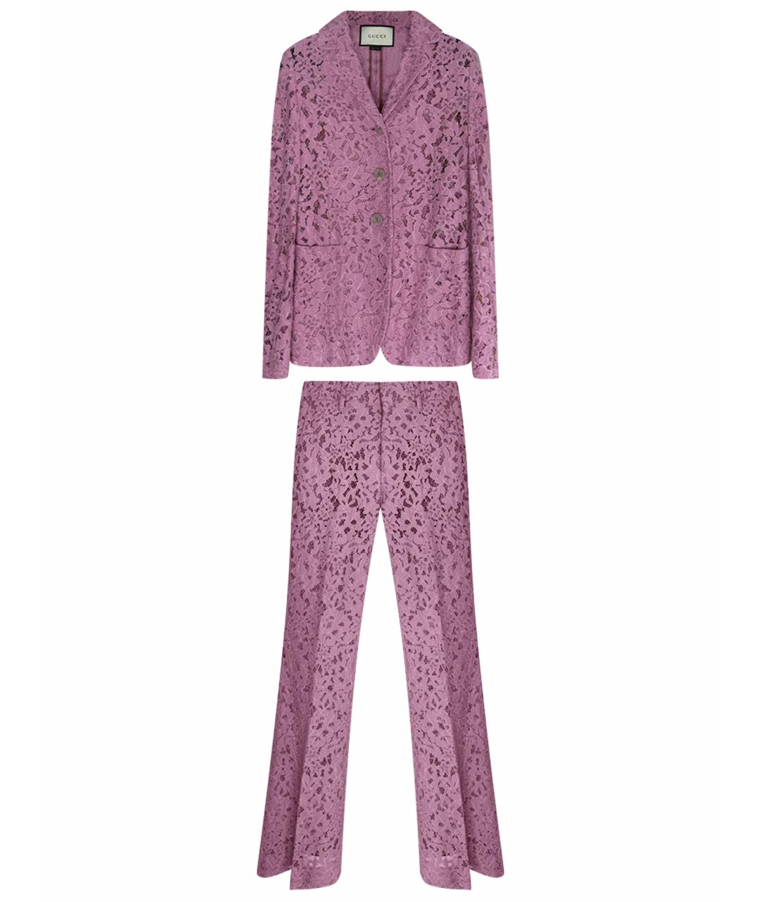 GUCCI Розовый вискозный костюм с брюками, фото 1