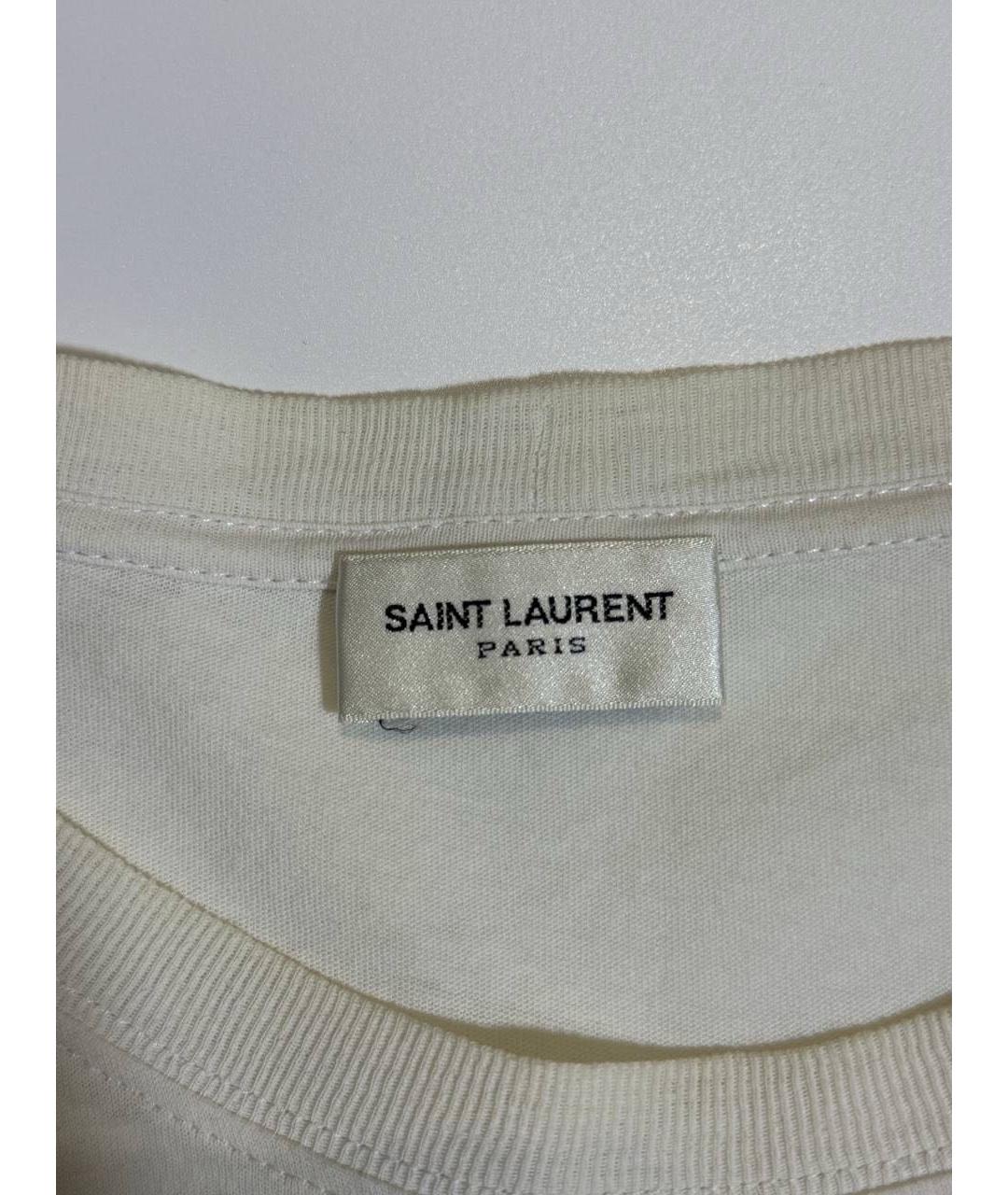 SAINT LAURENT Белая хлопковая футболка, фото 5