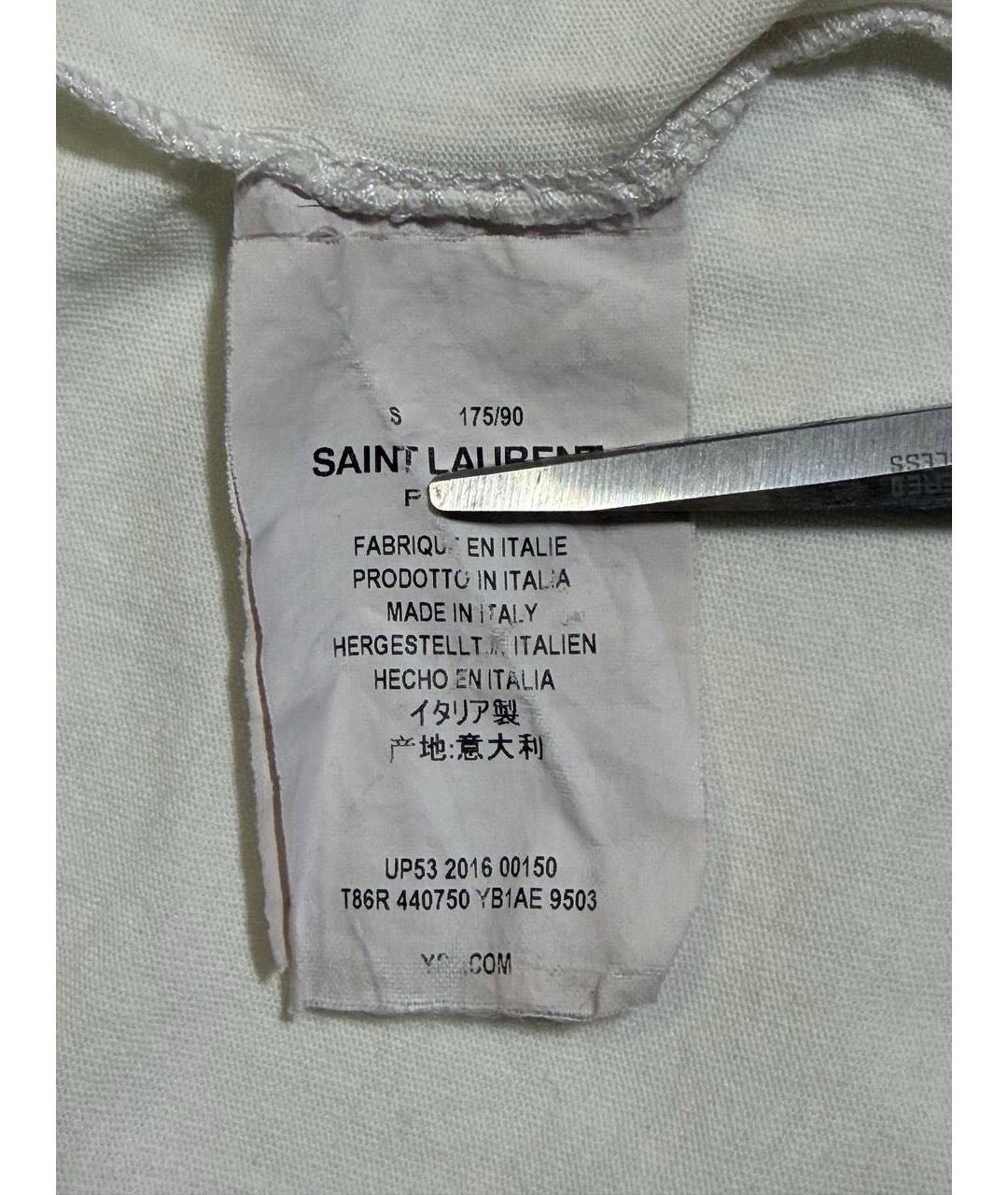 SAINT LAURENT Белая хлопковая футболка, фото 6
