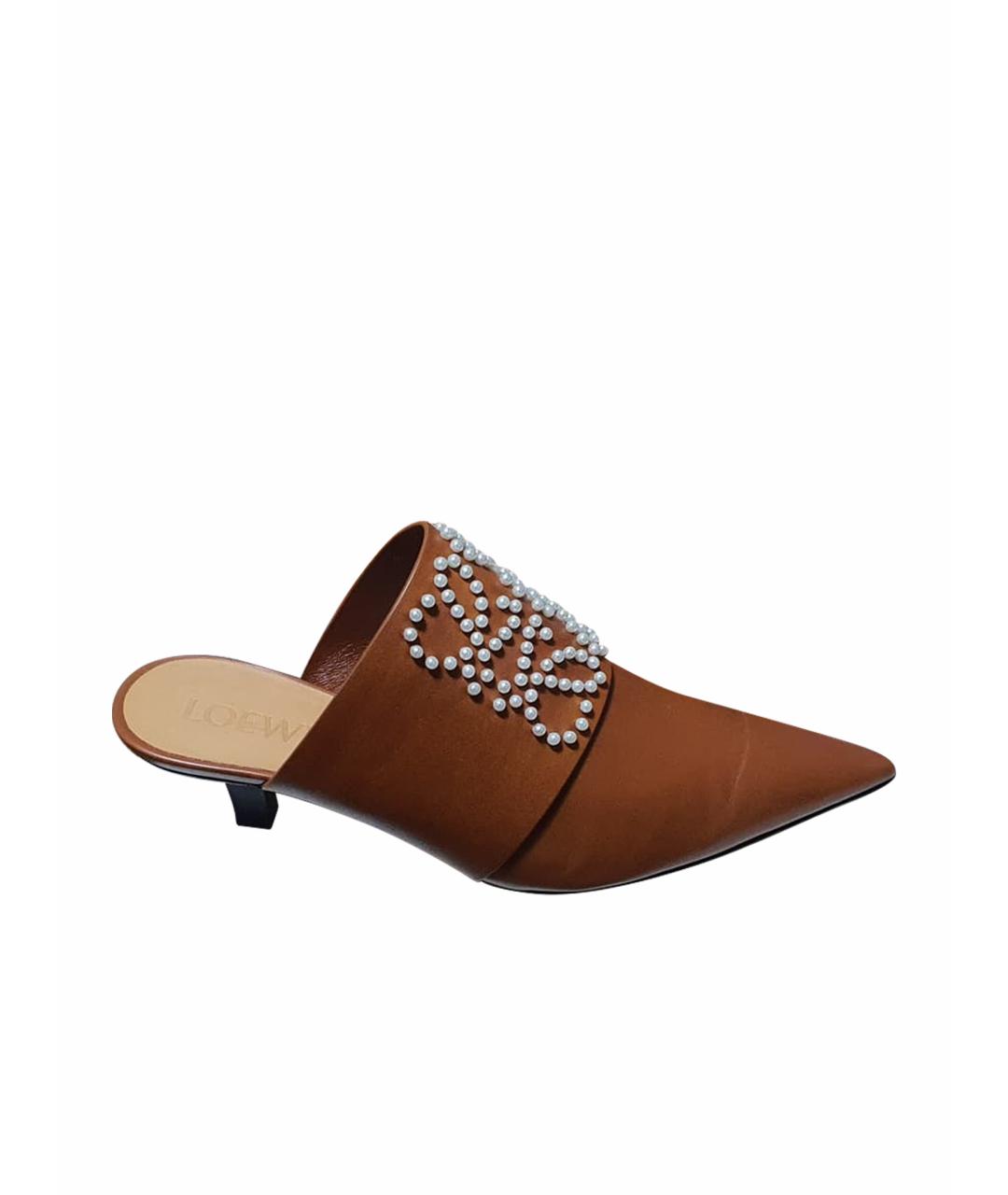 LOEWE Коричневые кожаные мюли, фото 1