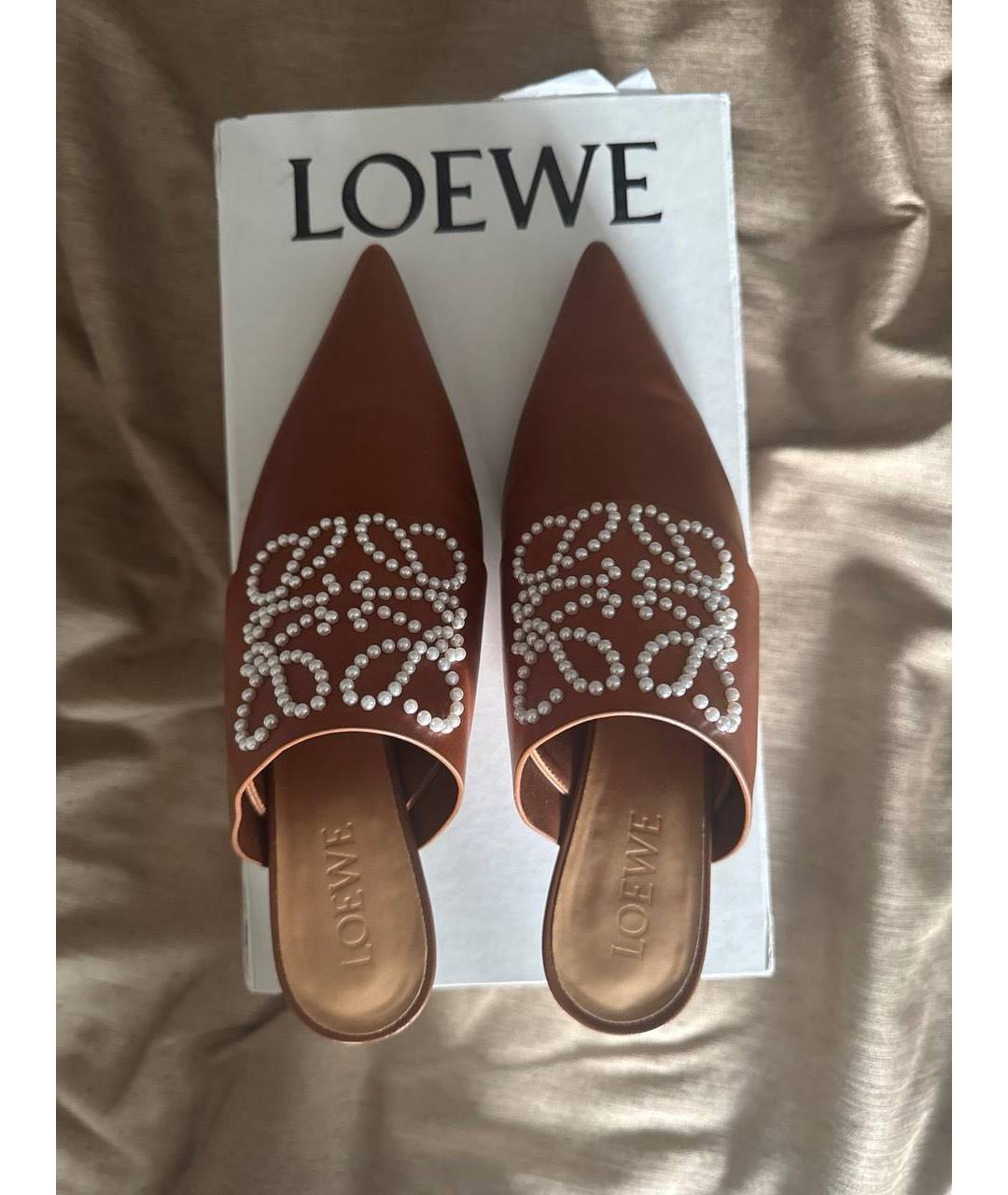 LOEWE Коричневые кожаные мюли, фото 3