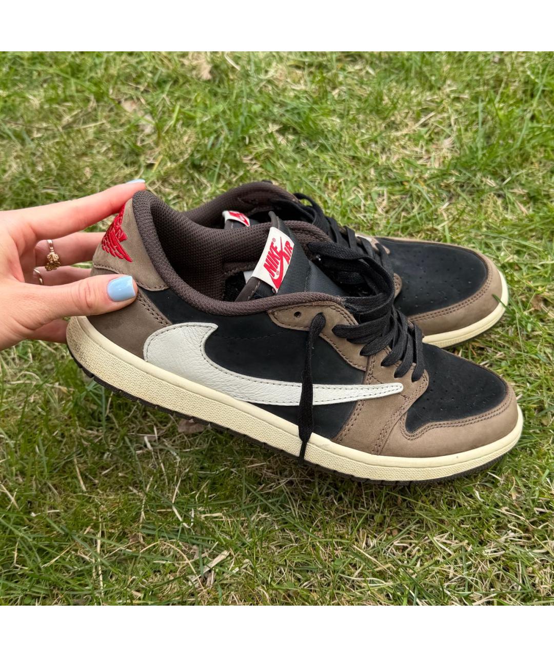 NIKE Коричневые кожаные низкие кроссовки / кеды, фото 5