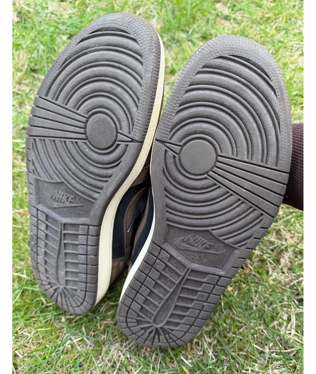 NIKE Коричневые кожаные низкие кроссовки / кеды, фото 4