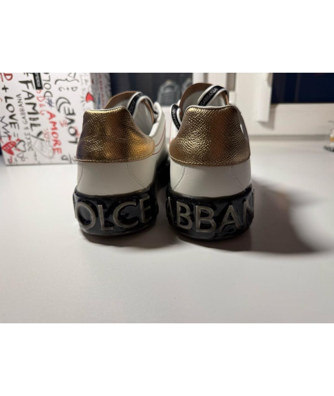 DOLCE&GABBANA Белые кожаные низкие кроссовки / кеды, фото 4