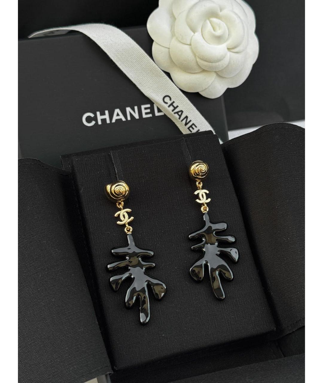 CHANEL Черные металлические серьги, фото 3