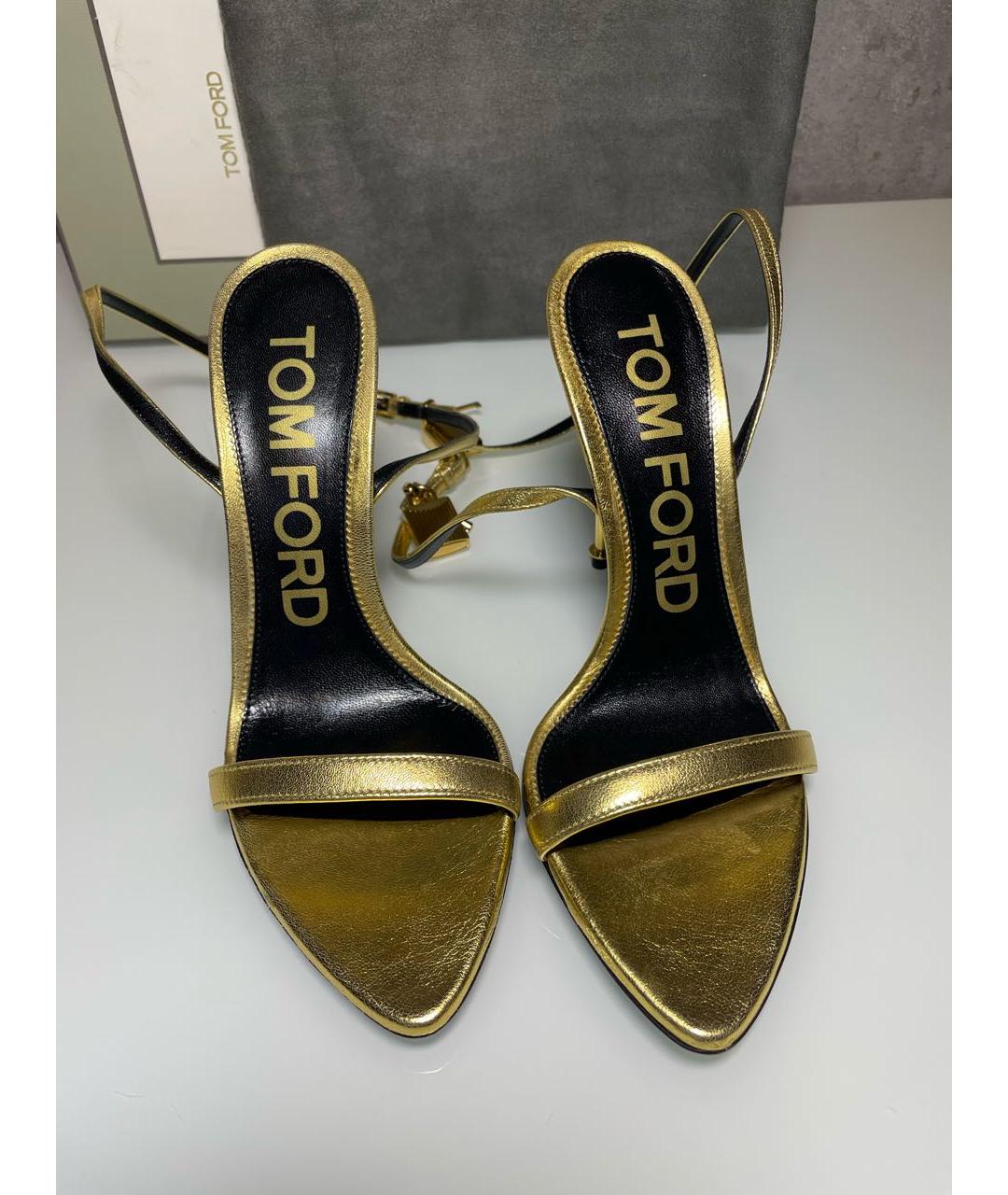TOM FORD Золотые кожаные босоножки, фото 7