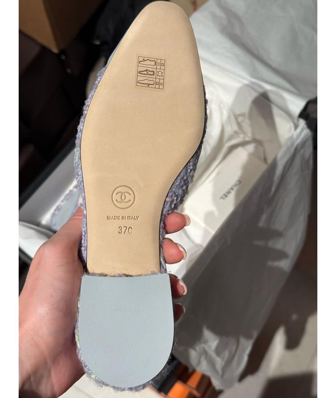CHANEL Голубые текстильные туфли, фото 6