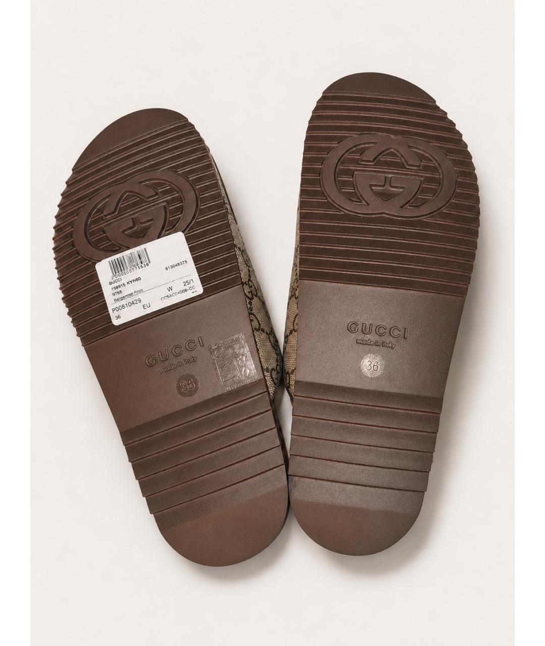 GUCCI Горчичные кожаные мюли, фото 5