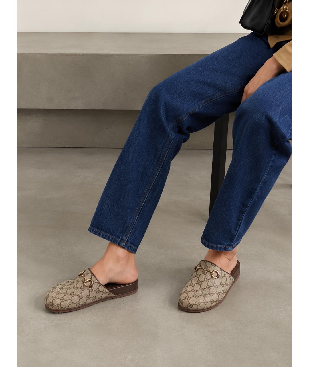 GUCCI Горчичные кожаные мюли, фото 7