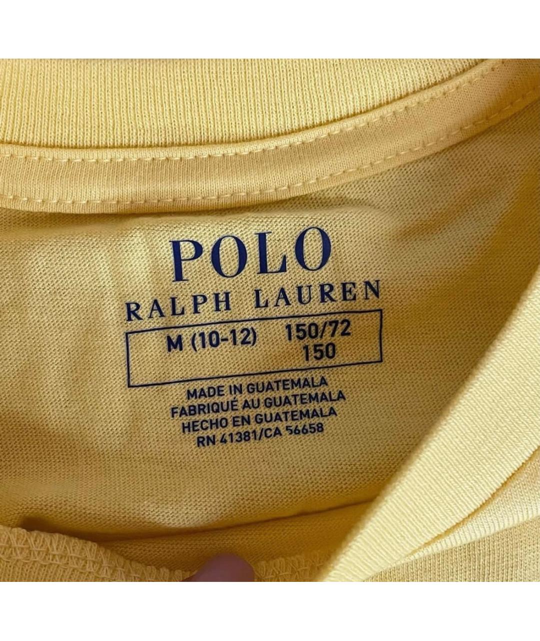 POLO RALPH LAUREN Желтая хлопковая детская футболка, фото 3