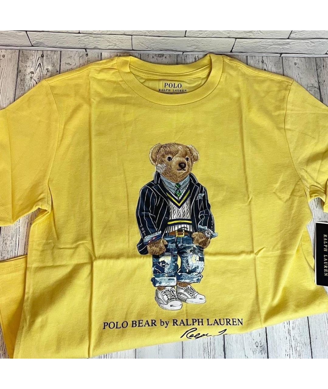 POLO RALPH LAUREN Желтая хлопковая детская футболка, фото 2