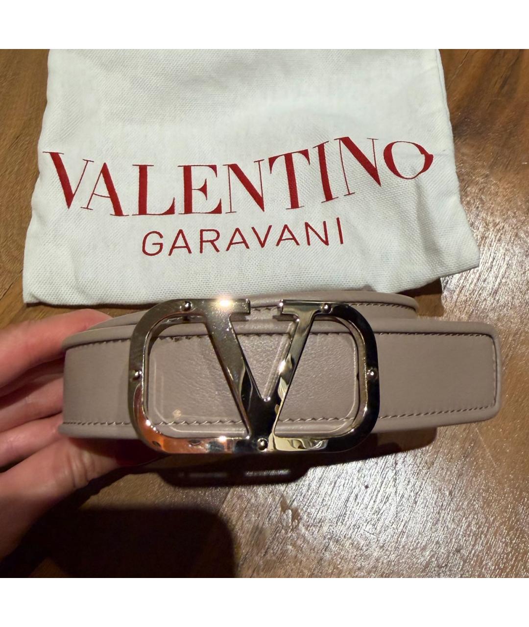 VALENTINO Бежевый кожаный ремень, фото 2