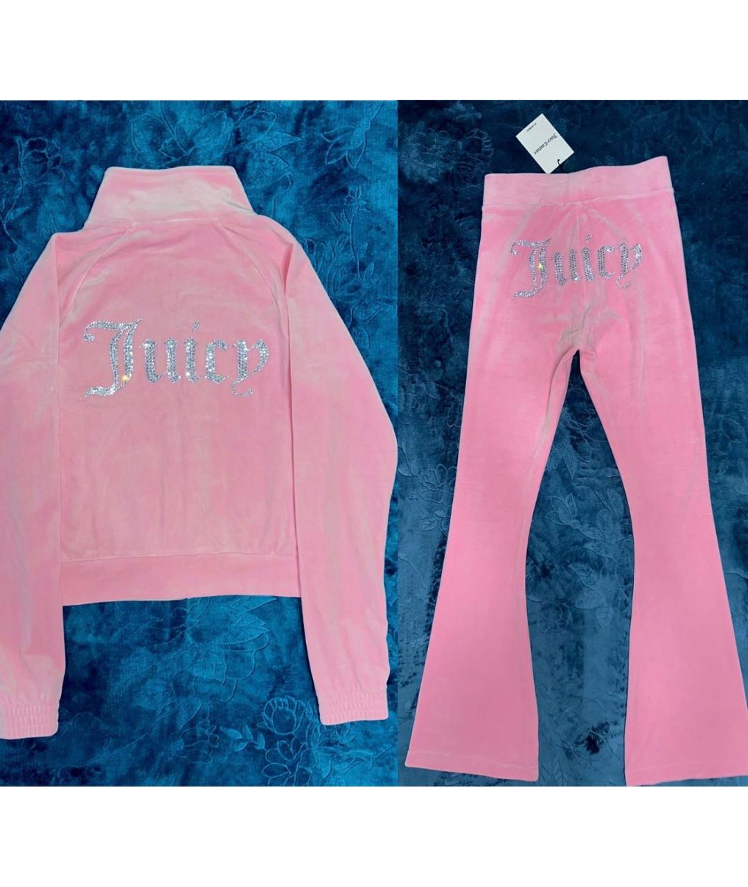 JUICY COUTURE Розовый велюровый костюм с брюками, фото 3
